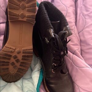 Tommy Hilfiger Black Leather Combat Boots